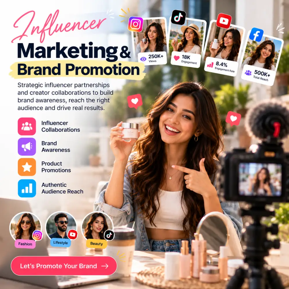 Influencer Marketing & Brand Promotion campaign illustration